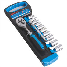 FIXTEC Hand Tools Set 12PCS 1/4 Inch Ratchet Handle Wrench Socket Tool Set For Sale